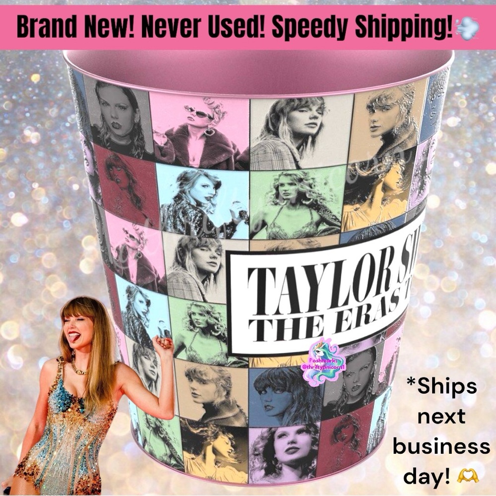 Taylor Swift The Eras Tour Movie AMC Collectible NWT Pink Metal Popcorn Tin